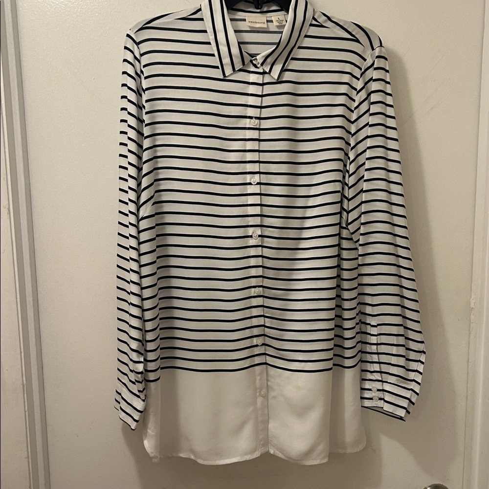 Westbound Navy and White Striped Shirt